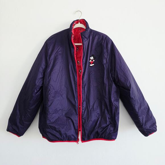 Disney Red & Purple Reversible Mickey Mouse Puffer Jacket Unisex Size Large - Picture 8 of 9